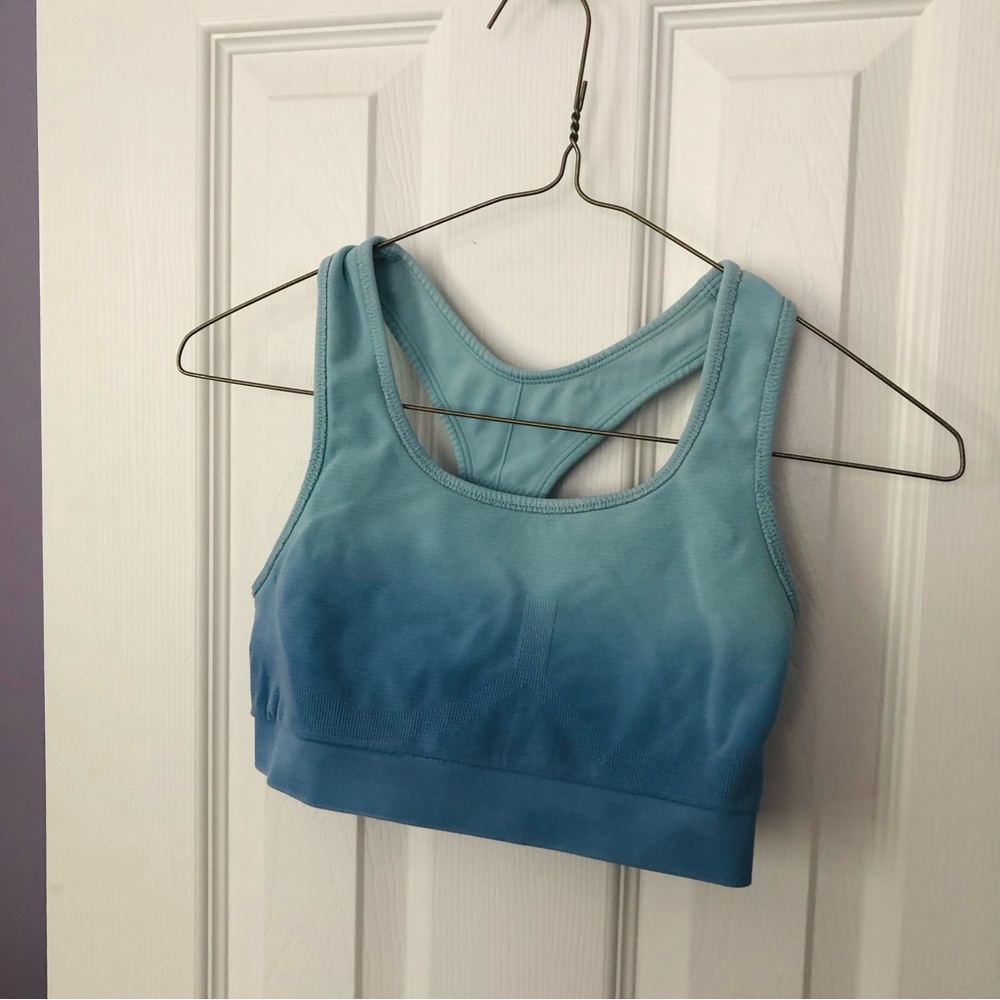 Blue Ombre Dyed Stretchy Sports Bra